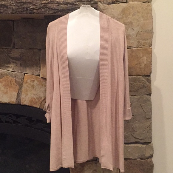 Laura Ashley Sweaters - Tan open front cardigan